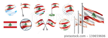 A set of vector Lebanon flags of different designs A set of vector Lebanon flags of different designs 139659606