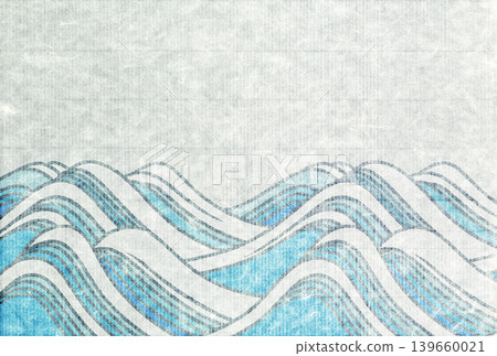 Traditional wave-shaped washi paper art in a woodblock print style. Traditional wave-shaped washi paper art in a woodblock print style. 139660021