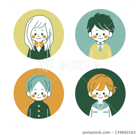 身穿制服的學生圖示 - 4 種顏色 身穿制服的學生圖示 - 4 種顏色 139660163