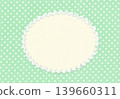 Mint green polka dot fabric and oval frame appliqué background material 139660311