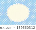 Light blue polka dot fabric and oval frame appliqué background material 139660312