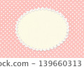 Pink polka dot fabric and oval frame appliqué background material 139660313