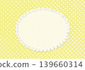 Yellow polka dot fabric and oval frame appliqué background material 139660314