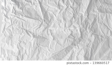 White crumpled paper background, blank wrinkled sheet White crumpled paper background, blank wrinkled sheet 139660517