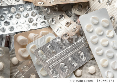 Empty medicine blister, used pill pack Empty medicine blister, used pill pack 139660573