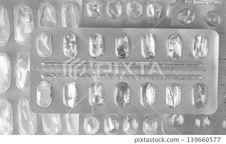 Empty medicine blister, used pill pack Empty medicine blister, used pill pack 139660577