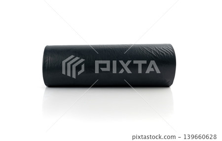 Garbage Bag Roll Isolated. Trash Package, New Rolled Plastic Bin Bags, Black Polyethylene Waste Container Garbage Bag Roll Isolated. Trash Package, New Rolled Plastic Bin Bags, Black Polyethylene Waste Container 139660628