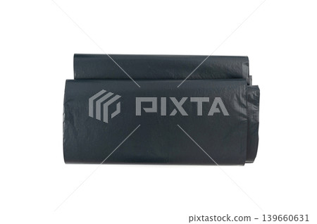 Garbage Bag Roll Isolated. Trash Package, New Rolled Plastic Bin Bags, Black Polyethylene Waste Container Garbage Bag Roll Isolated. Trash Package, New Rolled Plastic Bin Bags, Black Polyethylene Waste Container 139660631