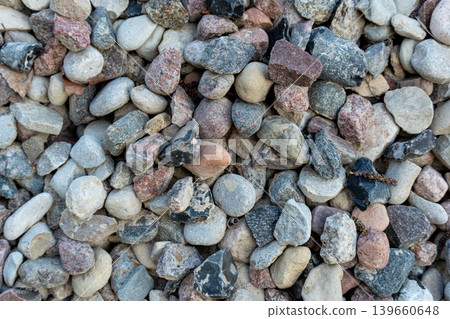 Construction gravel pattern, crushed grey stone textured background 139660648