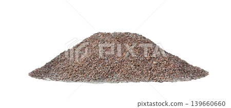 Construction gravel pile isolated, crushed grey stone on ground Construction gravel pile isolated, crushed grey stone on ground 139660660
