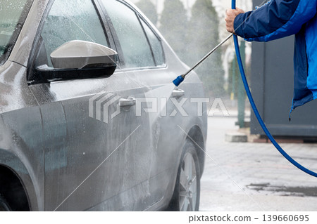 Carwash service, washing car in professional auto service 139660695