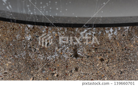 Car washing drain with soap foam waste 139660701