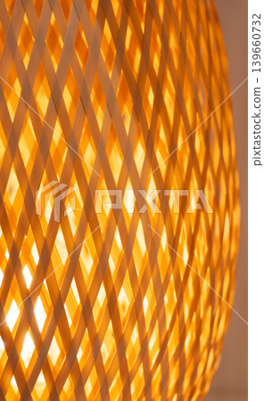 A woven straw lampshade, beautiful texture of natural interwoven fibers A woven straw lampshade, beautiful texture of natural interwoven fibers 139660732