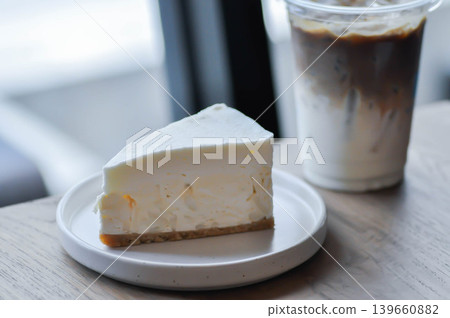 coconut cake or coconut pie and iced coffee , iced latte coffee coconut cake or coconut pie and iced coffee , iced latte coffee 139660882
