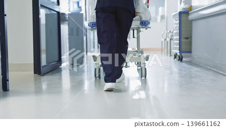 Nurse, feet and walking patient in hospital, bed or steps in hallway or corridor to surgery, operation room or ER healthcare. Doctor, moving and pushing person in clinic to ICU, bedroom or walk Nurse, feet and walking patient in hospital, bed or steps in hallway or corridor to surgery, operation room or ER healthcare. Doctor, moving and pushing person in clinic to ICU, bedroom or walk 139661162