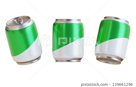 3D Render of Green Soda Can with White Stripe for Lime Beverage Mockup 3D Render of Green Soda Can with White Stripe for Lime Beverage Mockup 139661296