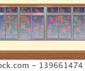 Many red handprints on the window 139661474