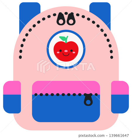 Cute Back to School Backpack with Apple Badge for Adventure and Outdoor Theme 139661647