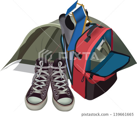 gym shoes backpack and camping tent gym shoes backpack and camping tent 139661665