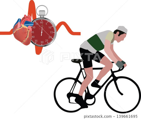 Cardiac medical check-up with stopwatch to a cyclist- 139661695