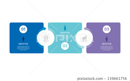 Venn diagram business infographic circle chart template 3 options, presentation with arrow Circular diagram elements vector illustration. Venn diagram business infographic circle chart template 3 options, presentation with arrow Circular diagram elements vector illustration. 139661756