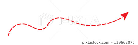 Long dash line arrow, curve horizontal dot direction path Long dash line arrow, curve horizontal dot direction path 139662075