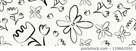 Simple doodle flowers seamless pattern Simple doodle flowers seamless pattern 139662092