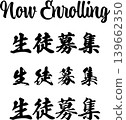 一套用於學生招生宣傳的書法插圖。以手寫體呈現英文片語「Now Enrolling」和三個不同的漢字。 139662350