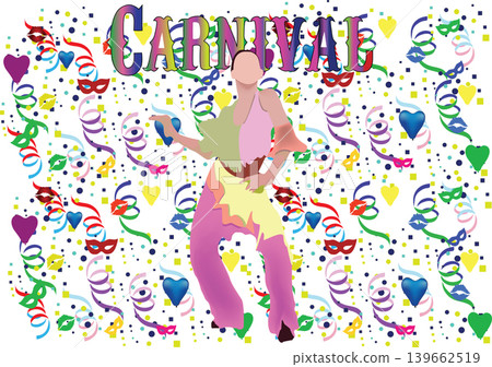 Brazilian Carnival with Ballerina and Confetti- 139662519