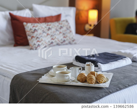 croissant and coffee at hotel breakfast croissant and coffee at hotel breakfast 139662586