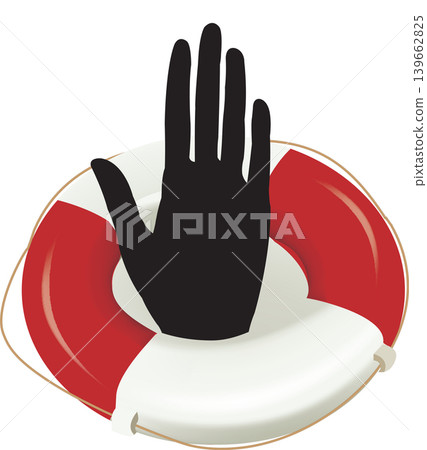 figures of human hands of various colors in the life buoy figures of human hands of various colors in the life buoy 139662825
