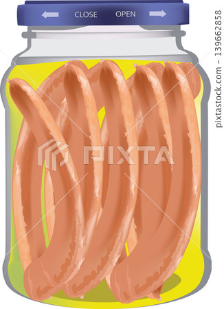 Wurstel in vacuum glass jar- 139662858