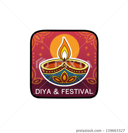 Indian oil lamp, Diya and Festival of Lights, Icon Illustration Indian oil lamp, Diya and Festival of Lights, Icon Illustration 139663327