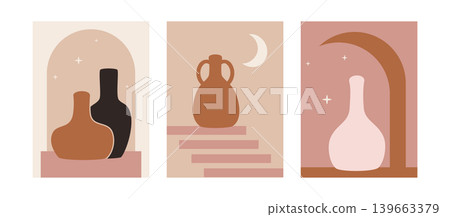 boho style posters with ceramic jars boho style posters with ceramic jars 139663379