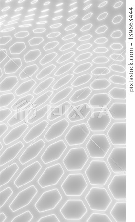 Clean white hexagon honeycomb grid with soft glow and depth, abstract geometric technology surface for modern backgrounds, UI, architecture, and science concepts Clean white hexagon honeycomb grid with soft glow and depth, abstract geometric technology surface for modern backgrounds, UI, architecture, and science concepts 139663444