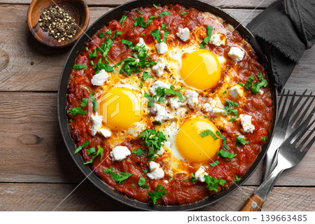 Delicious Shakshuka Eggs Breakfast Delicious Shakshuka Eggs Breakfast 139663485