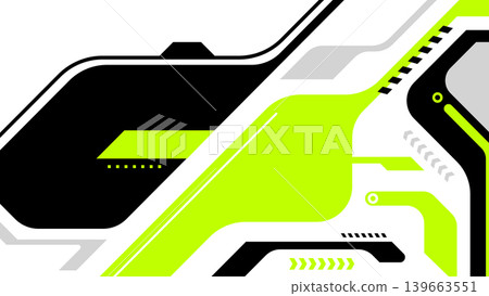 Futuristic abstract vector design with bold lime green and black geometric shapes featuring a high tech cyberpunk aesthetic and sharp mechanical lines, modern digital backgrounds Futuristic abstract vector design with bold lime green and black geometric shapes featuring a high tech cyberpunk aesthetic and sharp mechanical lines, modern digital backgrounds 139663551