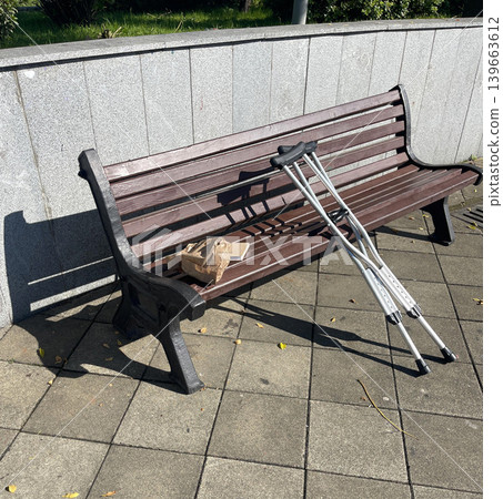 crutch on the playground. conecpt accessible environment crutch on the playground. conecpt accessible environment 139663612
