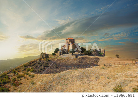 Beautiful Georgian landmark. Ancient monastery in Georgia Beautiful Georgian landmark. Ancient monastery in Georgia 139663691