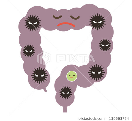 Large intestine dominated by harmful bacteria Large intestine dominated by harmful bacteria 139663754
