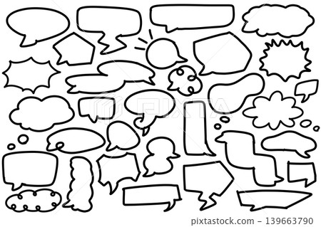 Hand-drawn style speech bubble set, transparent PNG (Variation 2) Hand-drawn style speech bubble set, transparent PNG (Variation 2) 139663790