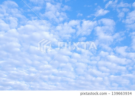 背景圖片為廣闊的捲積雲和白色薄雲，映襯著蔚藍的天空。 139663934