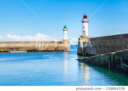 Port of Town Le Palais in isle Belle Ile en Mer in France in the Morbihan 139664336