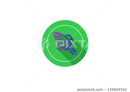 Green Rocket Launch Icon With Long Shadow Symbolizing Startup Growth, Innovation And Progress Green Rocket Launch Icon With Long Shadow Symbolizing Startup Growth, Innovation And Progress 139664562