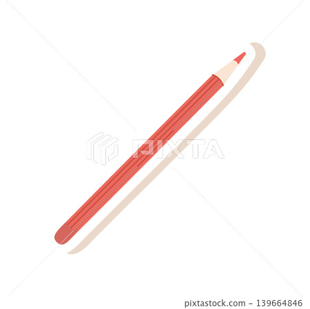 Cartoon pencil sticker in flat style. Cute art craft tool as childish stationery for children and school. Red pencil icon on white background for creative study supply and fun classroom stuff 139664846