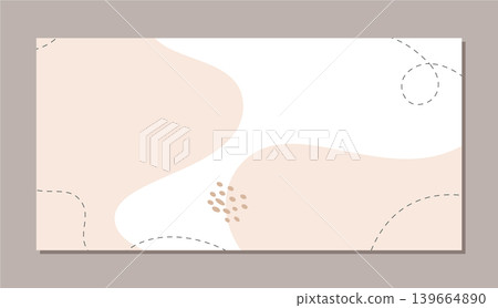 Soft organic shape and curve layout. Horizontal abstract with minimal blob area as smooth background. Neutral beige and white soft color field for banner or frame modern template element 139664890
