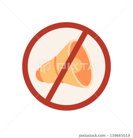 Flat mute speaker icon in red. Audio off symbol as simple sound control sign. Red circle with silence and sound off concept for mobile settings and ui on white background Flat mute speaker icon in red. Audio off symbol as simple sound control sign. Red circle with silence and sound off concept for mobile settings and ui on white background 139665019