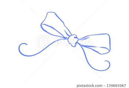 Whimsical vintage bow sketch in soft blue tone. Cute coquette knot icon and decorative bow line art for wedding or party invitation card. Hand drawn style with light retro feel and minimalist frame Whimsical vintage bow sketch in soft blue tone. Cute coquette knot icon and decorative bow line art for wedding or party invitation card. Hand drawn style with light retro feel and minimalist frame 139665067