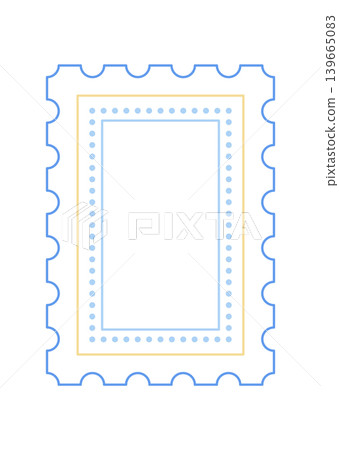 Whimsical rectangle stamp frame in soft blue and yellow background. Simple italian card border with neat sketch line and dot detail. Minimal frame suits cafe menu or invitation playful business Whimsical rectangle stamp frame in soft blue and yellow background. Simple italian card border with neat sketch line and dot detail. Minimal frame suits cafe menu or invitation playful business 139665083