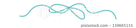 Whimsical wedding bow in curly line style. Romantic coquette ribbon appear as cute border and simple frame. Minimal white sketch suit valentine card and invite decoration or girly love menu 139665133